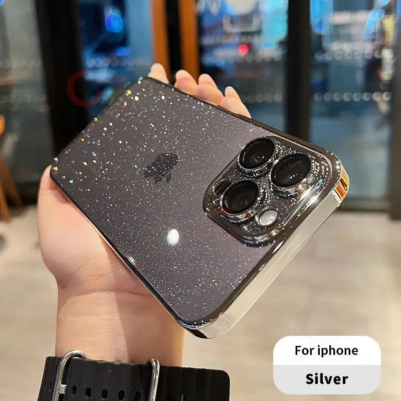 Apple iPhone Glitter Transparent Case,Glitter Transparent Case For Apple iphone 15 Pro Max 15 pro 15 Plus 14 12 13 Pro Max Camera Lens Protective PC Phone Cover,Cover, Iphone,Trends E-shop